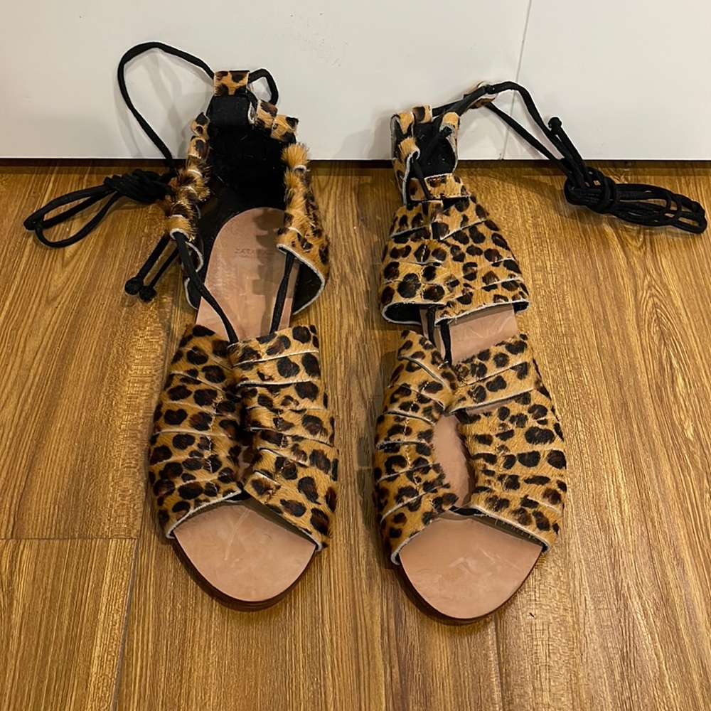 Leopard print gladiator sandals by Zara
